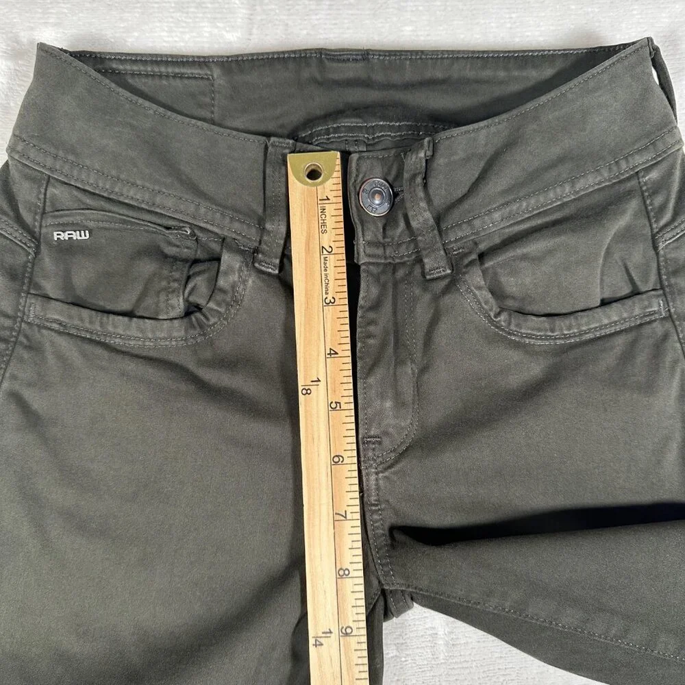G Star Raw Jeans Women Size W25 L32 Olive Green Skinny 100% Cotton 5-Pockets GUC - Picture 5 of 12